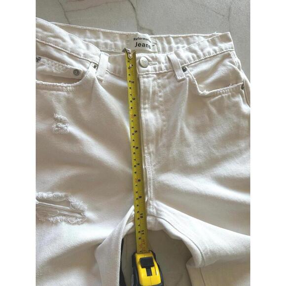 Reformation Julia High Cigarette Jean in Ivory Destroyed Wash Women’s size 27 - Picture 12 of 15
